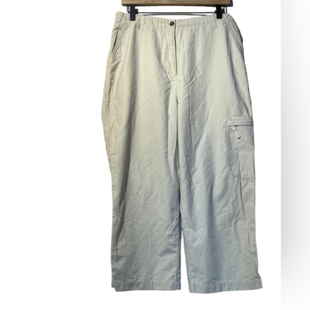 Woolrich women’s beige tan wide leg baggy capris 12 comfy travel resortwear